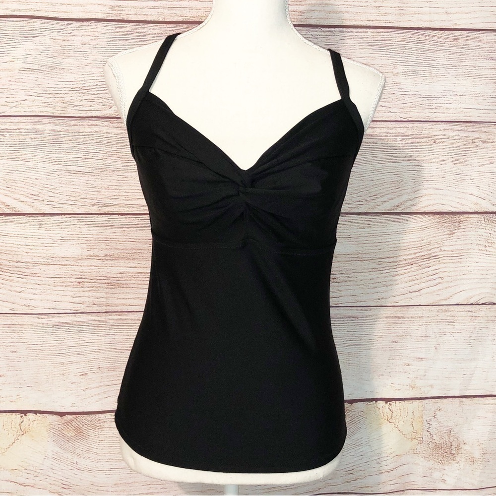 Athleta Black Twist Up Tankini Top Size 34 D/DD